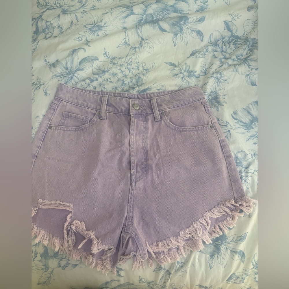 Wild Fable Lavender Frayed Denim Shorts